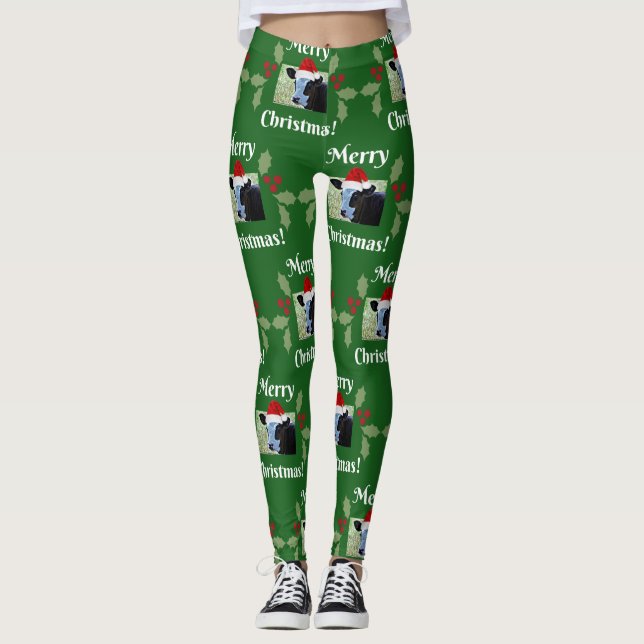 Cow Merry Christmas Leggings (Front)