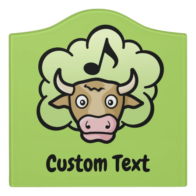 Cow Methane Cartoon Door Sign (Large Crest Front)
