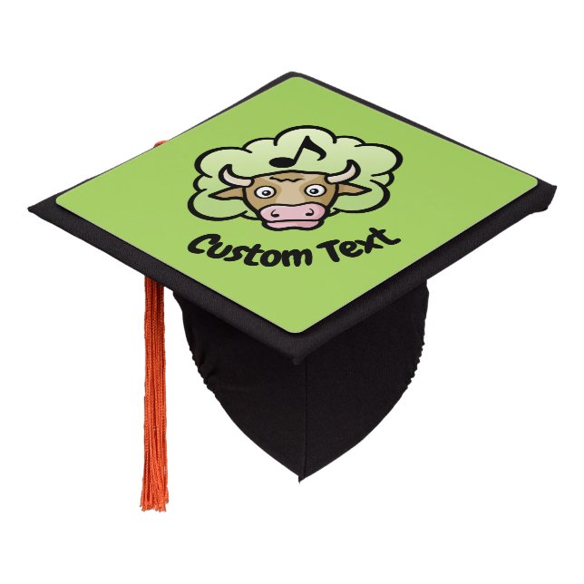 Cow Methane Cartoon Graduation Cap Topper (Angled)