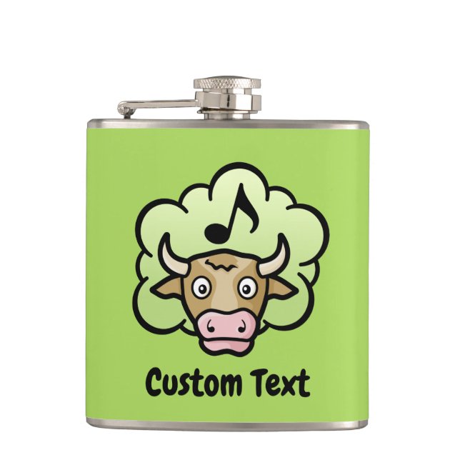 Cow Methane Cartoon Hip Flask (Front)