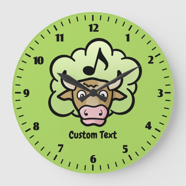 Cow Methane Cartoon Large Clock (Front)