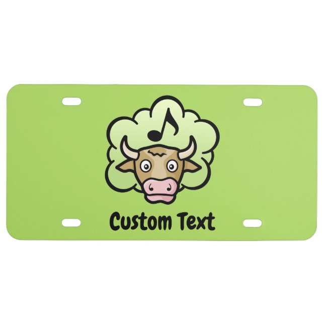 Cow Methane Cartoon License Plate (Front)