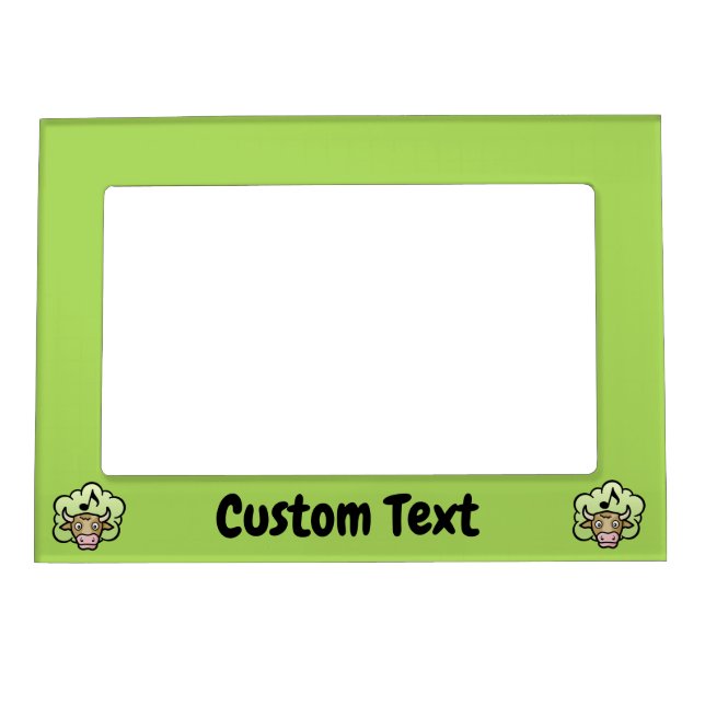 Cow Methane Cartoon Magnetic Picture Frame (Front)