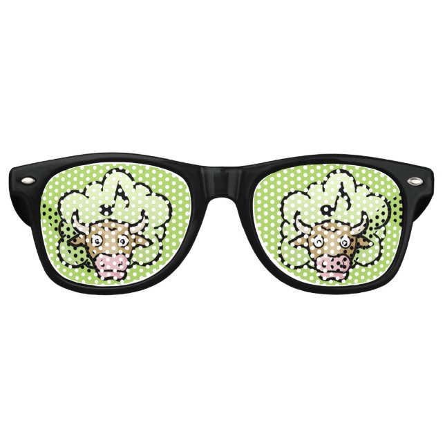 Cow Methane Cartoon Retro Sunglasses (Front)
