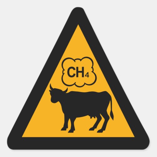 Cow Methane Warning Triangle Sticker