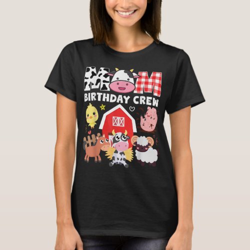 Cow Mom Birthday Crew Farm Theme Animals Kids Birt T_Shirt