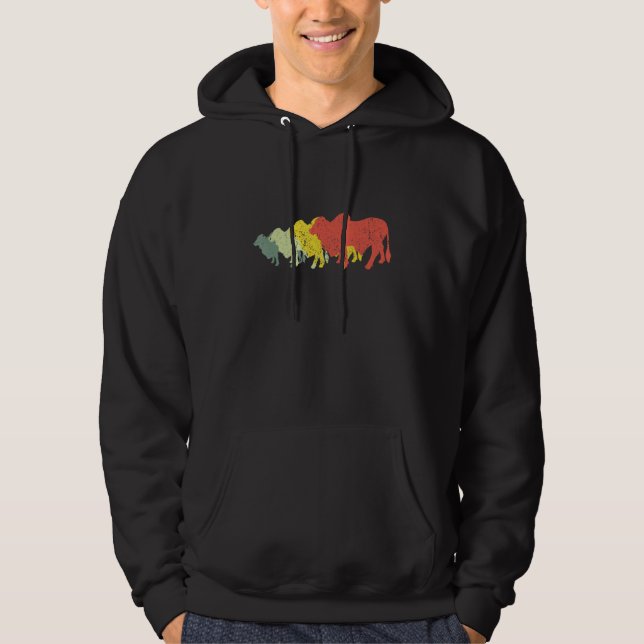 Cow Mom & Dad Silhouette  Cattle Vintage Brahman Hoodie (Front)