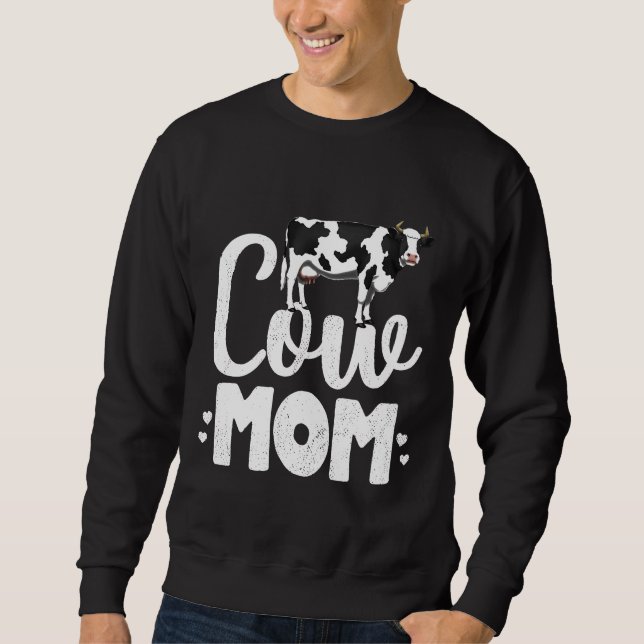 Cow Mom Dairy Farmer Farm Animal Premium Sweatshirt (Front)