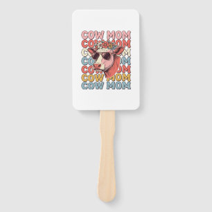 Cow Mom Retro Sunglasses Cow Vintage Engraving Des Hand Fan