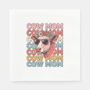 Cow Mom Retro Sunglasses Cow Vintage Engraving Des Napkins