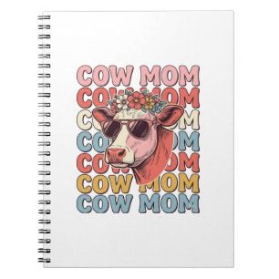 Cow Mom Retro Sunglasses Cow Vintage Engraving Des Notebook