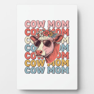 Cow Mom Retro Sunglasses Cow Vintage Engraving Des Plaque