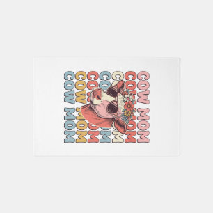 Cow Mom Retro Sunglasses Cow Vintage Engraving Des Rug