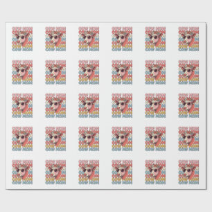 Cow Mom Retro Sunglasses Cow Vintage Engraving Des Wrapping Paper