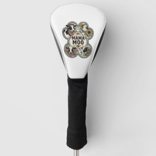 Cow Mom Shirt Vintage Engraving Sunflower Western Golf Head Cover