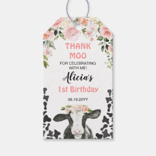 Cow Moo Birthday Thank You Gift Tags