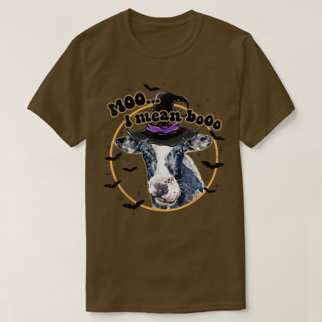 Cow Moo I Mean Boo Halloween Fall Tees For Farmer  (Design Front)