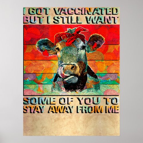 Cow Mooey Funny Cattle Got Vaccinated But I Still  Poster