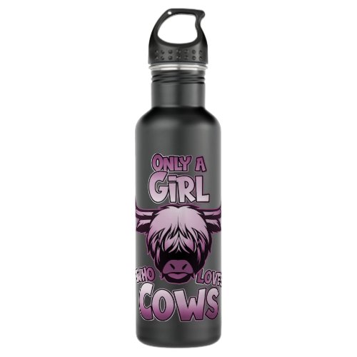 Cow Mooey Highlander cow girl who loves Scottish B Stainless Steel Water Bottle