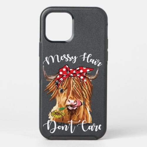 Cow Mooey Messy Hair Do not Care Highland Cow Love OtterBox Symmetry iPhone 12 Pro Case