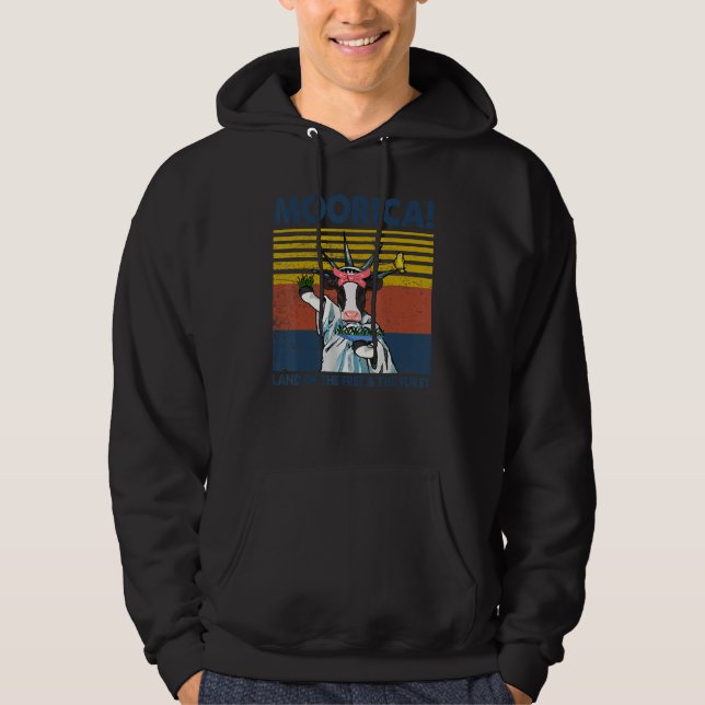 Cow Moofica Land Of The Free Furry   Farmer Cow Re Hoodie (Front)