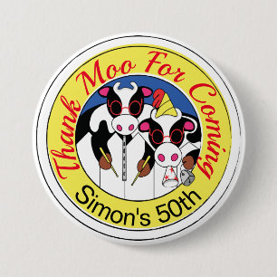 Cow Moosicians Birthday Party Button