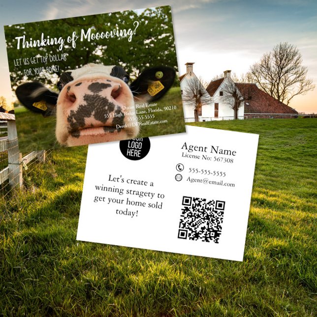 Cow moving referral real estate marketing sell postcard (Creator Uploaded)