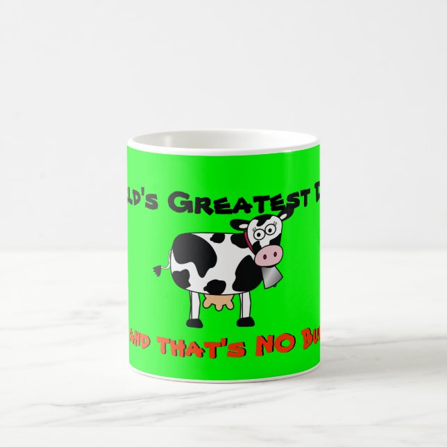 Cow-Mug World Greatest Dad NO BULL white wash Coffee Mug (Center)