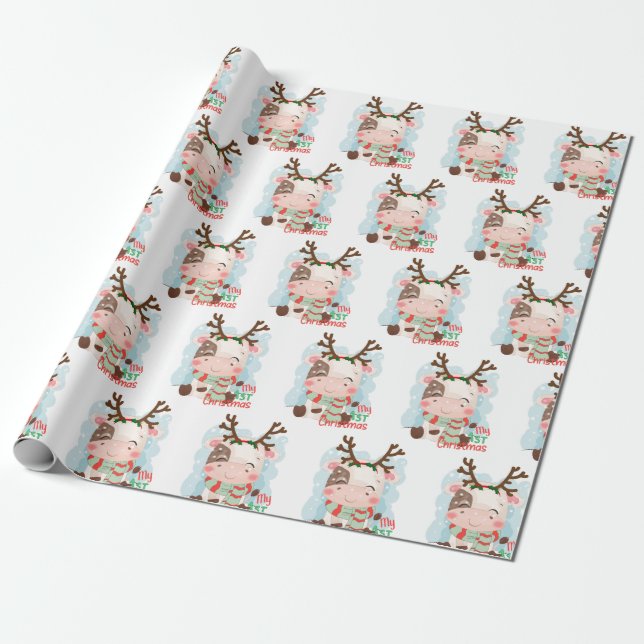 Cow My 1st Christmas Wrapping Paper (Unrolled)