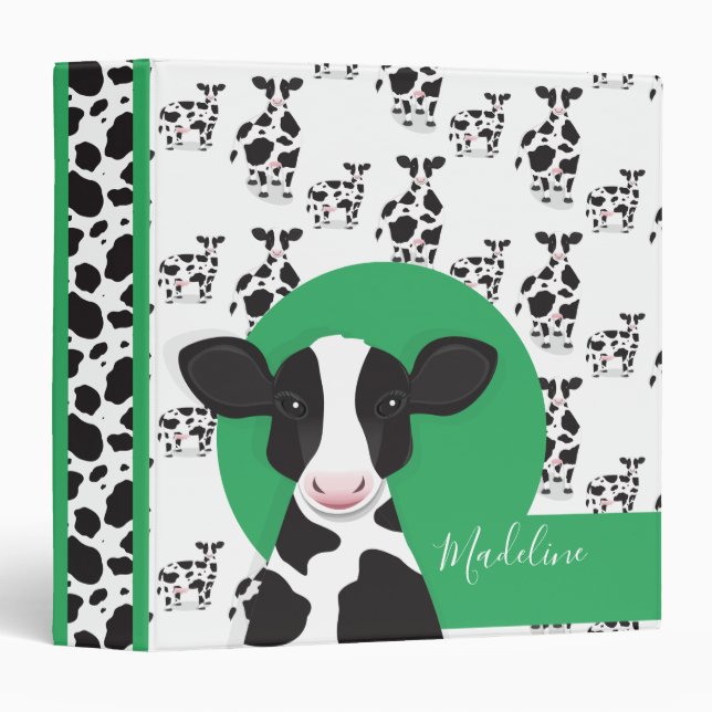 Cow Name Animal Pattern 3 Ring Binder (Front/Spine)