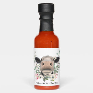 cow nose kiss flowers watercolor gray farm animal hot sauces