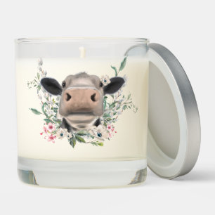 cow nose kiss flowers watercolor gray farm animal scented candle