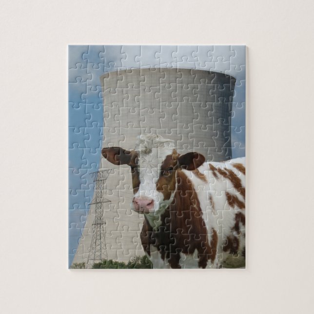 Cow & Nuclear Power Cooling Tower Jigsaw Puzzle (Vertical)