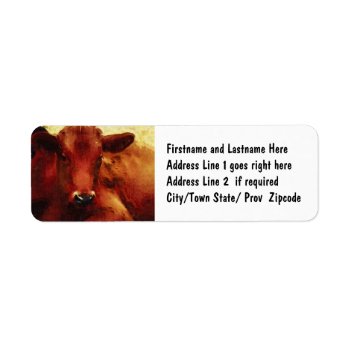 Cow Oil Painting Portrait Label by CountryCorner at Zazzle