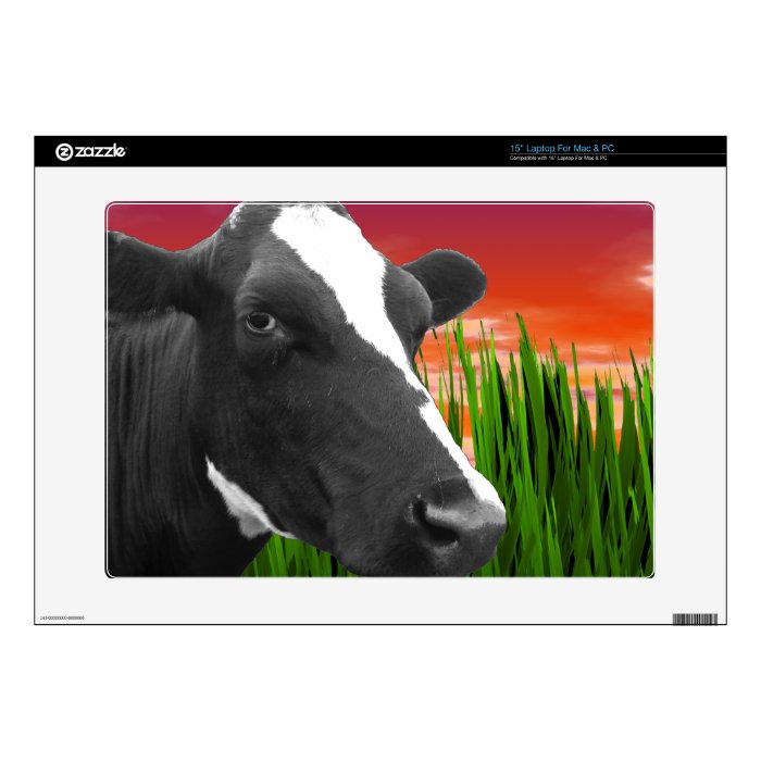 Cow On Grass & Vivid Sunset Sky Laptop Decal