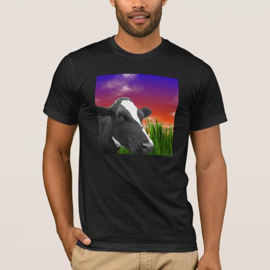 Cow On Grass & Vivid Sunset Sky T-Shirt