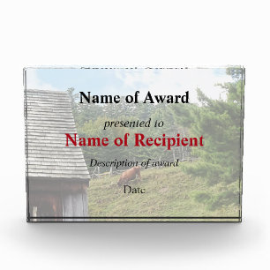 Cow on Hill Acrylic Award