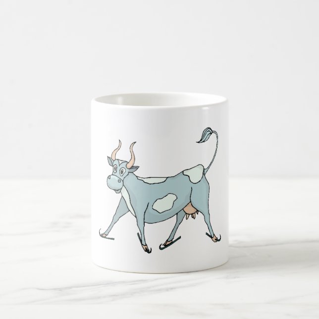 Cow On Ice Skates Color Morph Mug (Center)