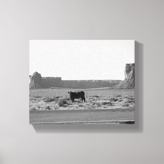Cow on The Side of the Road Monument Valley 8x10 Canvas Print (Front)