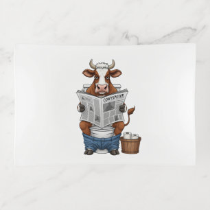 Cow on Toilet PNG, Funny Farm Animal Trinket Tray