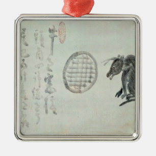 Cow, Oval Window and Haiku Metal Ornament