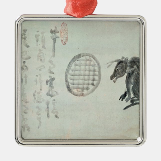 Cow, Oval Window and Haiku Metal Ornament (Front)