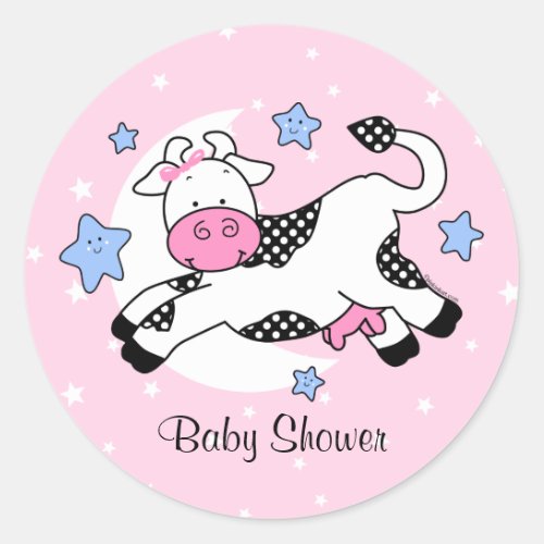 Cow Over Moon Baby Classic Round Sticker