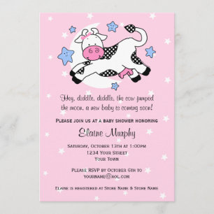 Cow Over Moon Baby Shower Invitation