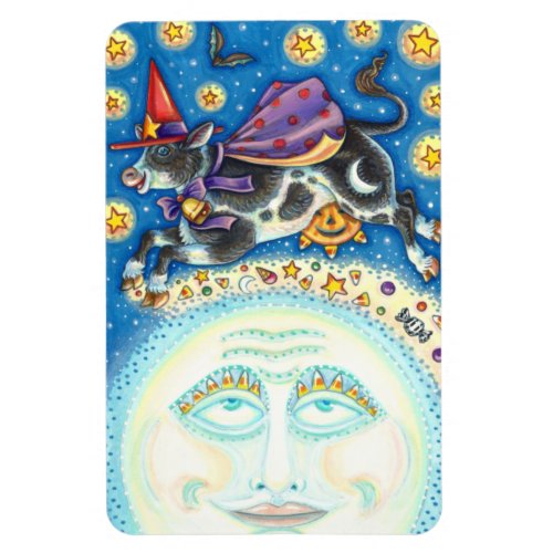 COW OVER THE MAN IN THE MOON COLORFUL WHIMSY MAGNET