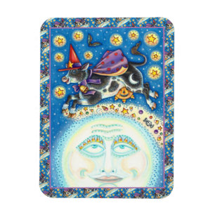 COW OVER THE MAN IN THE MOON, COLORFUL WHIMSY MAGNET