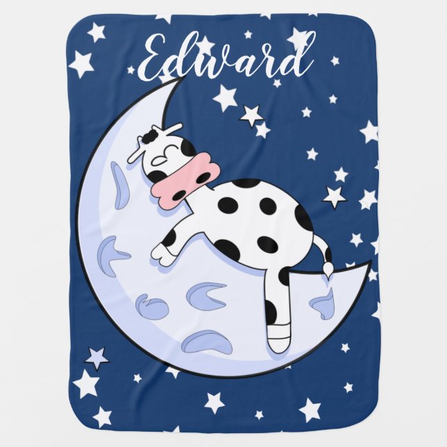 Cow Over the Moon Baby Blanket (Front)
