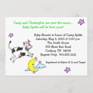 Cow Over the Moon Baby Shower Invitations