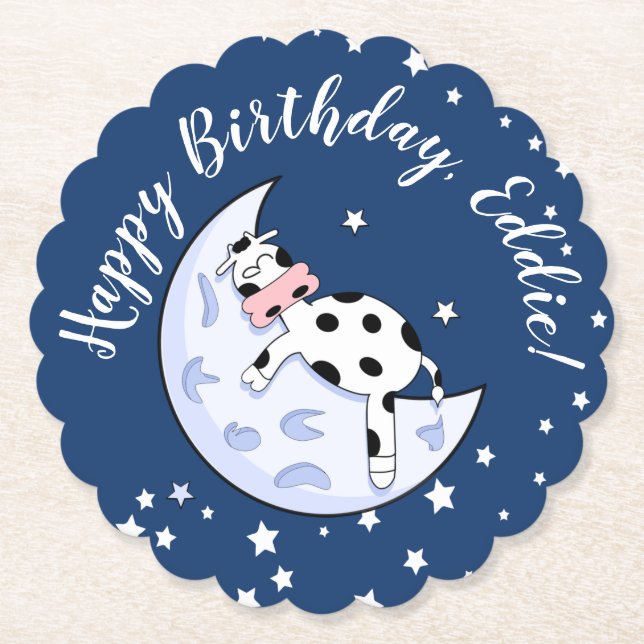 Cow Over the Moon  Paper Coaster (Front)