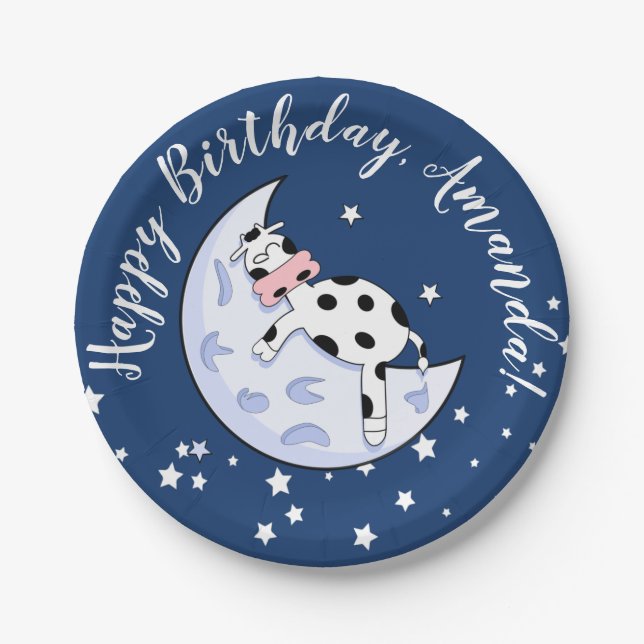 Cow Over the Moon Paper Plates (Front)